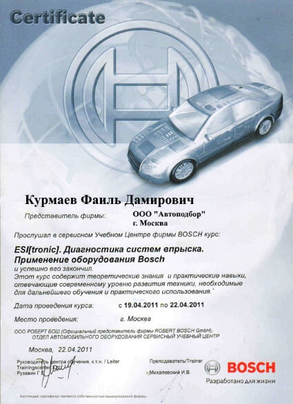 Сертификат Автоподбор